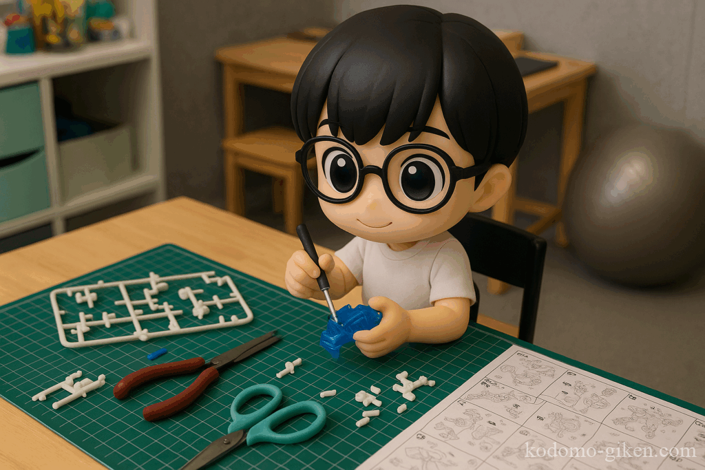 サイエンス教室でロボットを作る子供